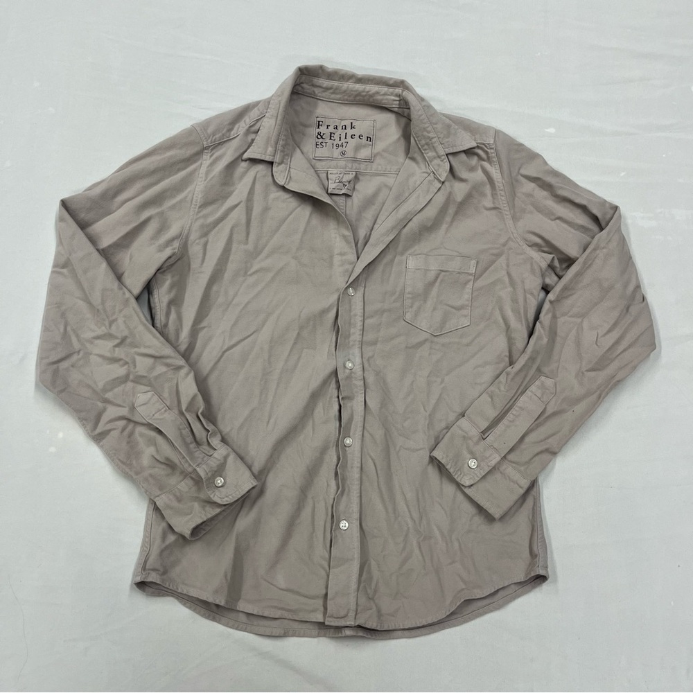 Frank & Eileen Medium Shirt Womens Barry Tan Khaki Long Sleeve Button Front - Picture 2 of 12